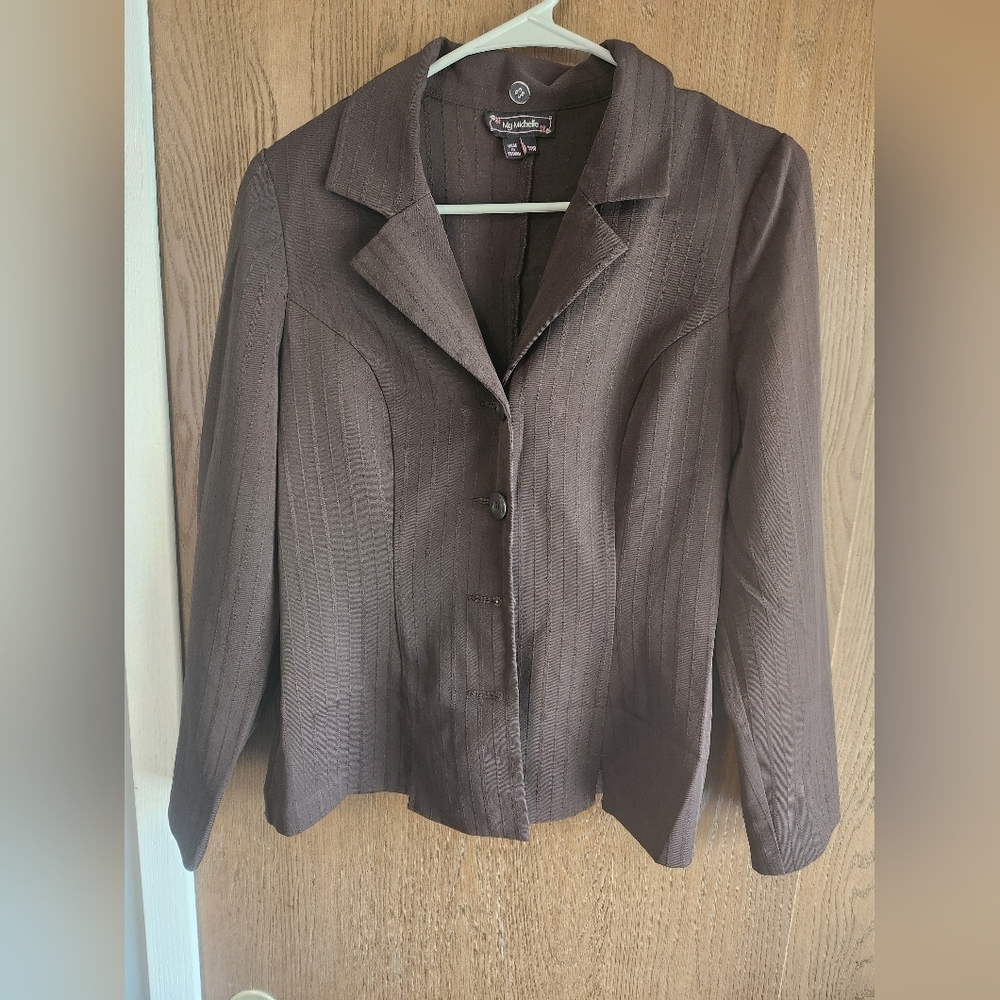 My Michelle Brown Blazer Classic Tailored Suit Jacket